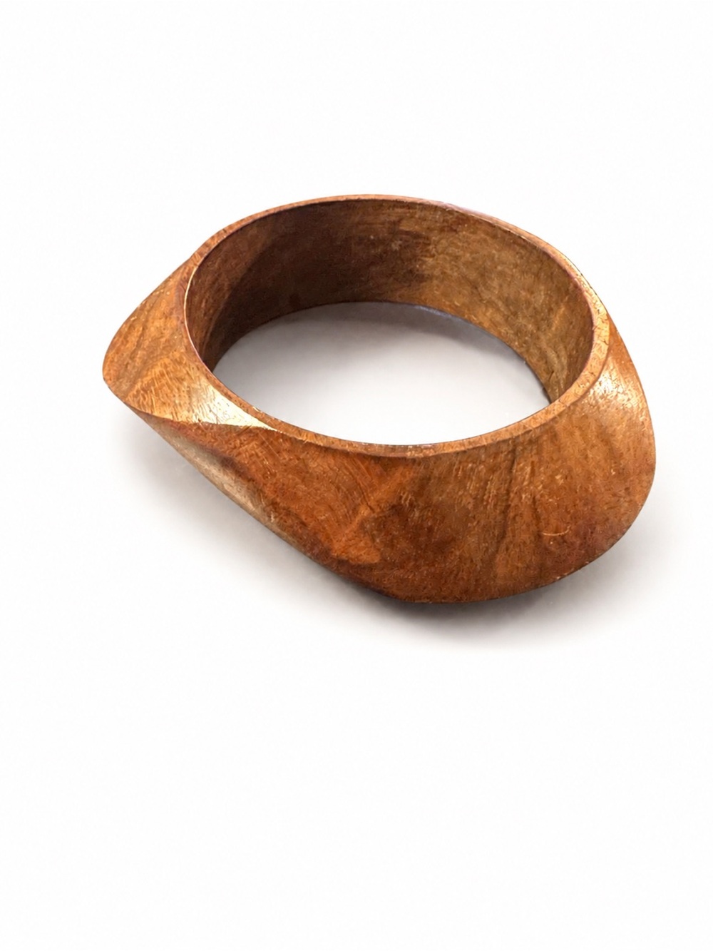 Vintage Sculptural Wooden Bangle Bracelet